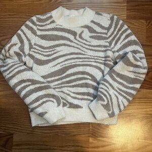 Zebra Patterned Sweater - Cream and Brown